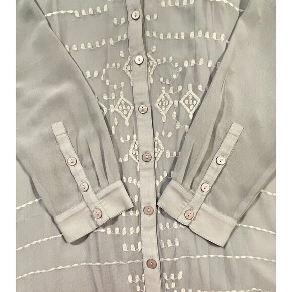 Soft Surroundings Gray Ibiza Georgette Embroidered Shift Dress SIZE-SMALL - Picture 10 of 13